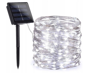 DRUCIK GIRLANDA SOLARNA LAMPKI NA DRUCIKU OGRODOWE 200 cm barwa zimna biała