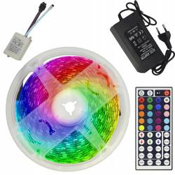 TAŚMA LED 5050 SMD WODOODPORNA RGB KOLOROWA PILOT