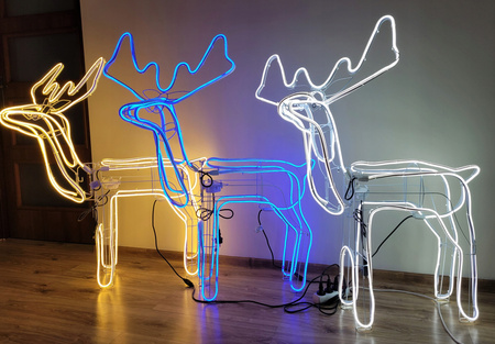 DUŻY RENIFER Z RUCHOMĄ GŁOWĄ ŚWIECĄCY ŚWIĄTECZNY LED NEON WĄŻ KOLOR DO WYBORU