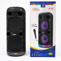 Głośnik Party Speaker 8” x2 z LED & Mikrofonem – HiFi Sound