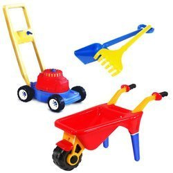 TACZKA MEGA DLA DZIECI + GRABKI+ŁOPATA + KOSIARKA