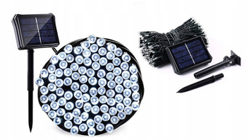 GIRLANDA LAMPKI SOLARNE OGRODOWE 100LED 10M ZIMNE